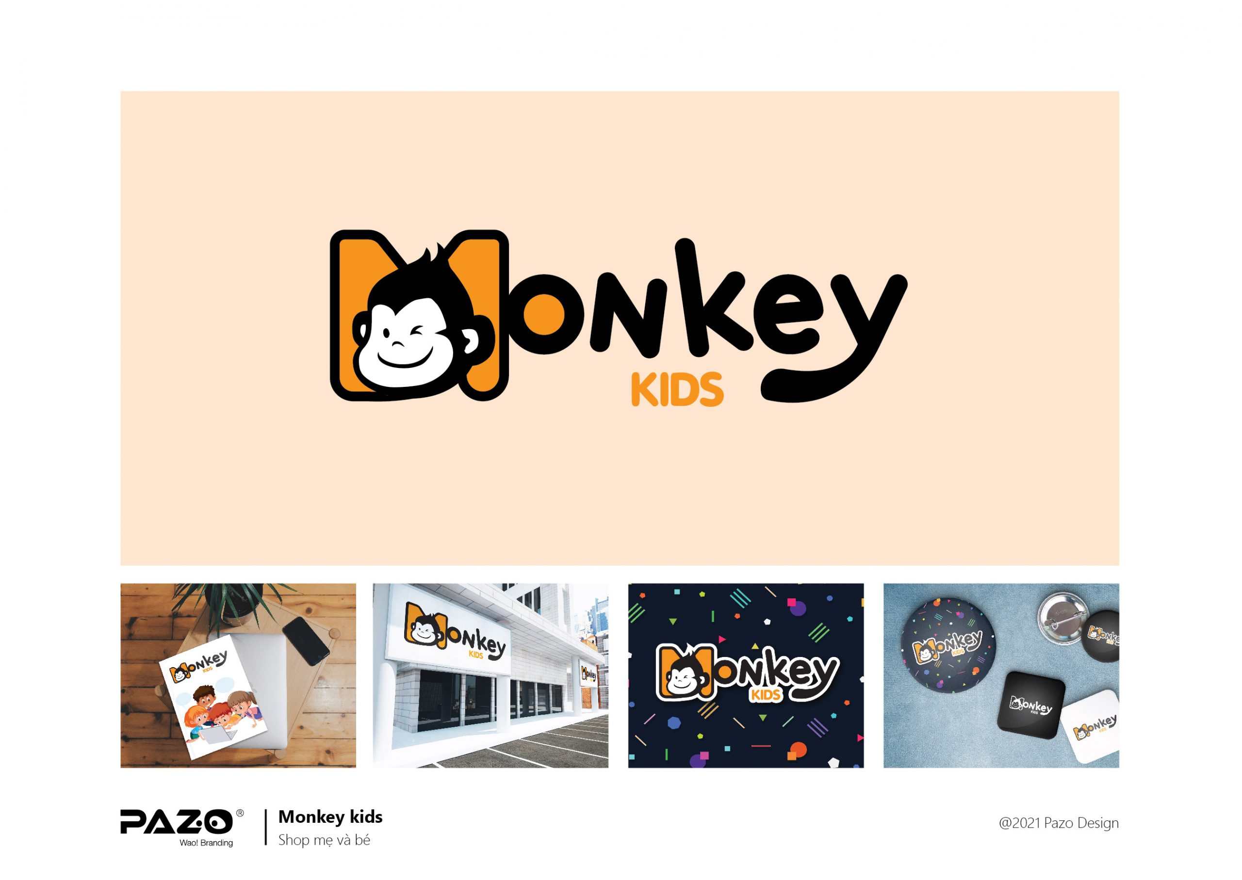 Long Pazo Design logo shop me và bé monkey